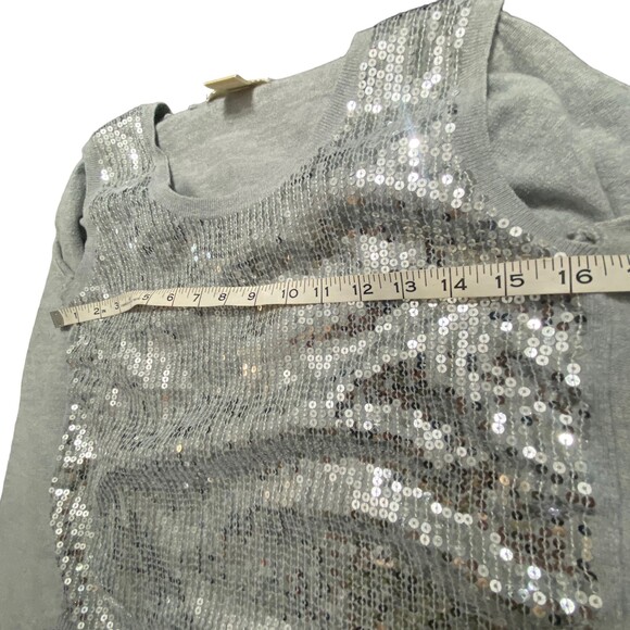 Michael Kors Sweater Sequins Cardigan and Tank Cotton Blend Top Silver Grey S/P - Picture 10 of 11